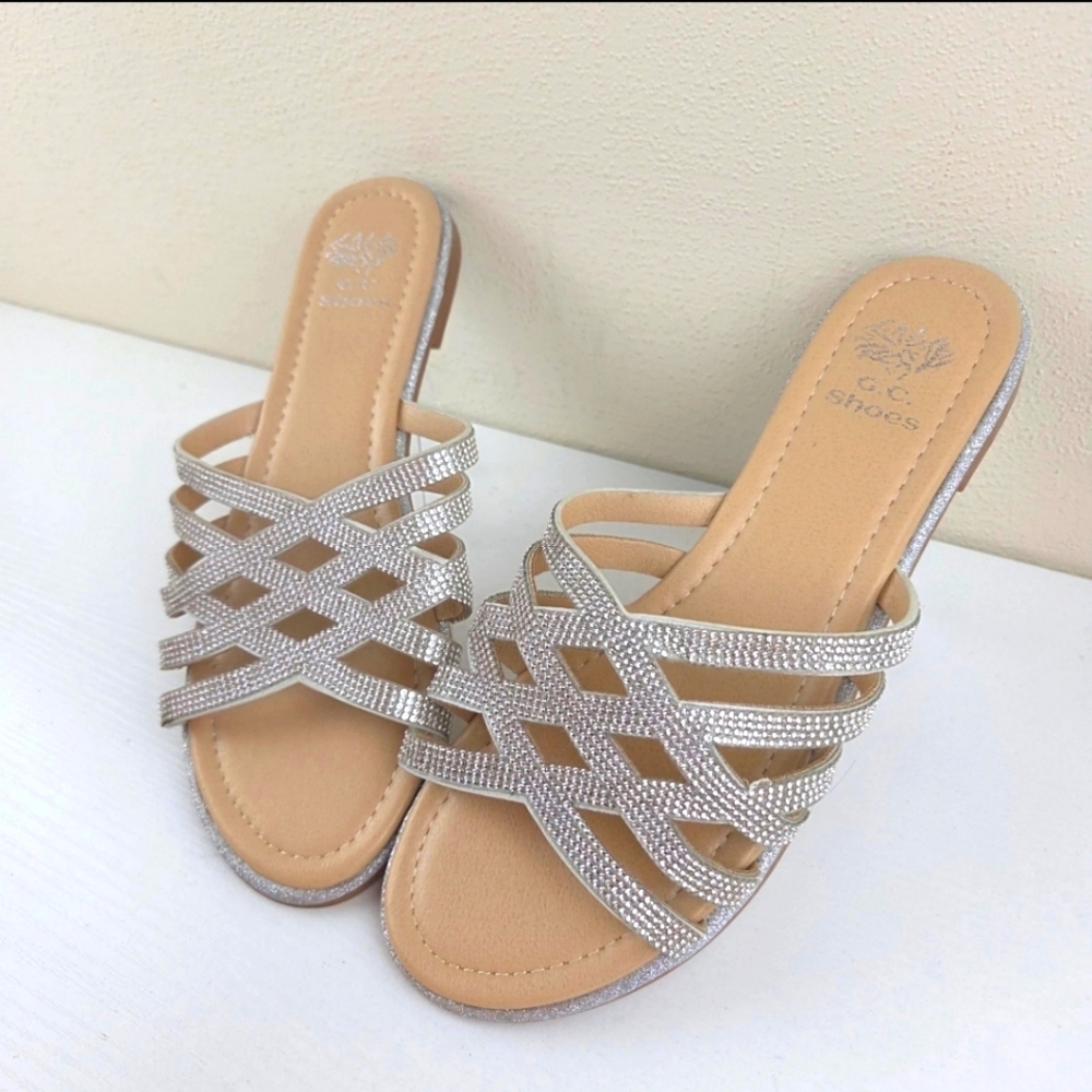 G.C. Shoes Womens Sage Embellished Strappy Slip On‎ Slide Sandals US Size 9 NWOT